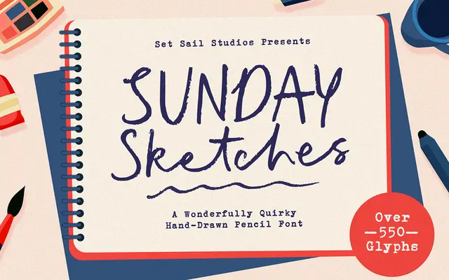 Sunday Sketches Font specimen from Set Sail Studios