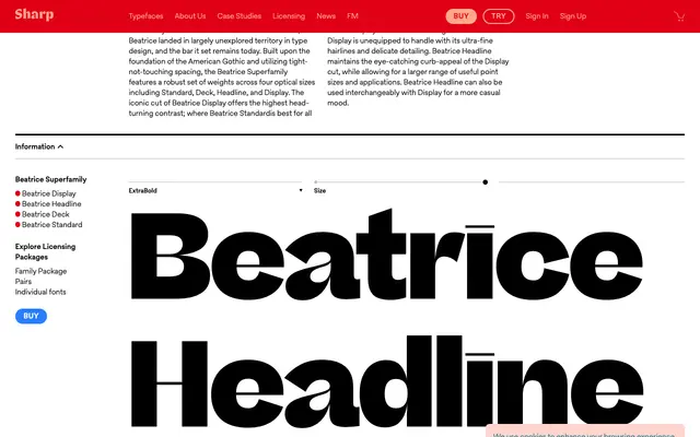 Beatrice Headline specimen from Sharp Type