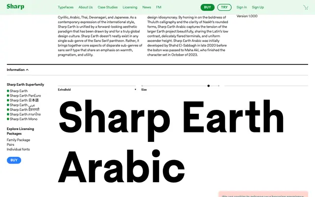 Sharp Earth Arabic specimen from Sharp Type