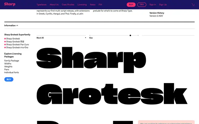 Sharp Grotesk Pan Euro specimen from Sharp Type