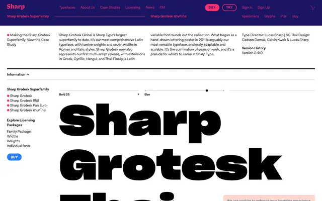 Sharp Grotesk Thai specimen from Sharp Type