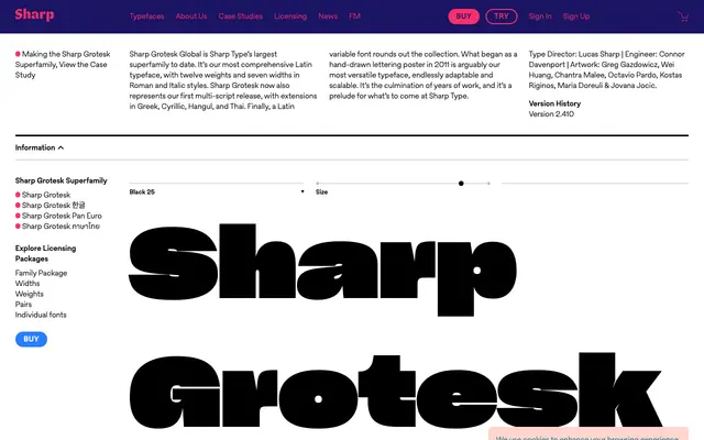 Sharp Grotesk specimen from Sharp Type