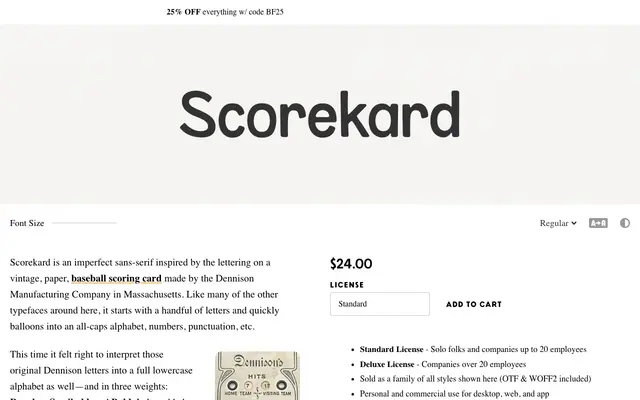 Scorekard specimen from Simple Bits