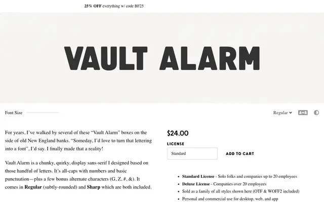 Vault Alarm specimen from Simple Bits