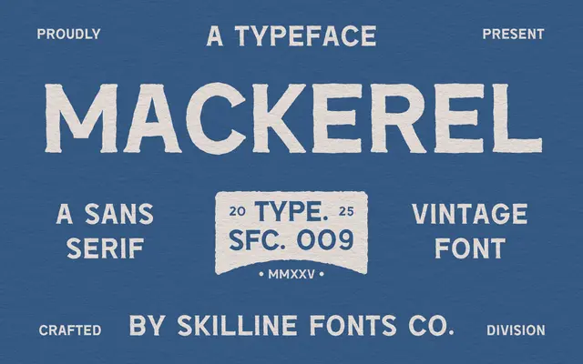 SFC Mackerel specimen from Skilline Fonts Co.
