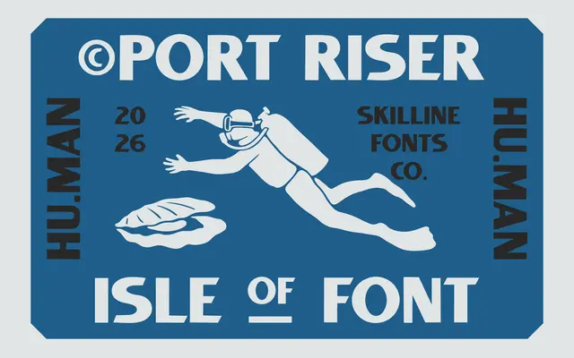 SFC Port Riser specimen from Skilline Fonts Co.