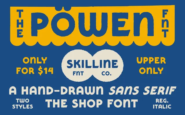 SFC Powen specimen from Skilline Fonts Co.