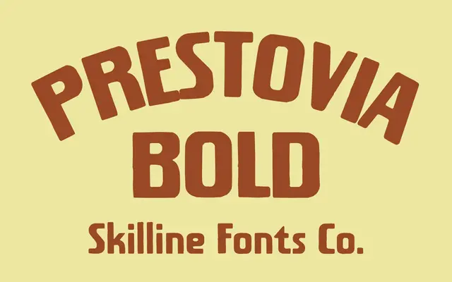 SFC Prestovia specimen from Skilline Fonts Co.