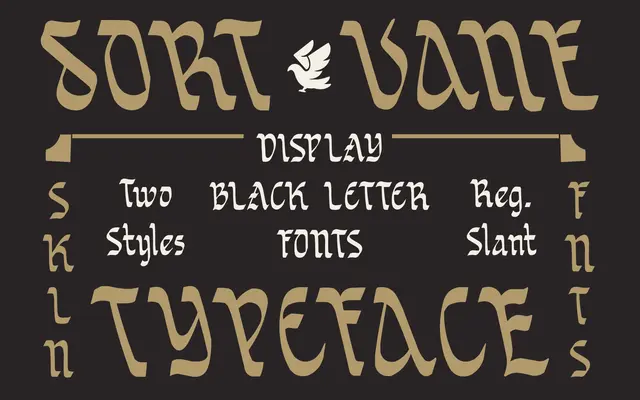 SFC SORTVANE specimen from Skilline Fonts Co.