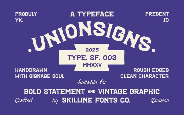 SFC Unionsigns specimen from Skilline Fonts Co.