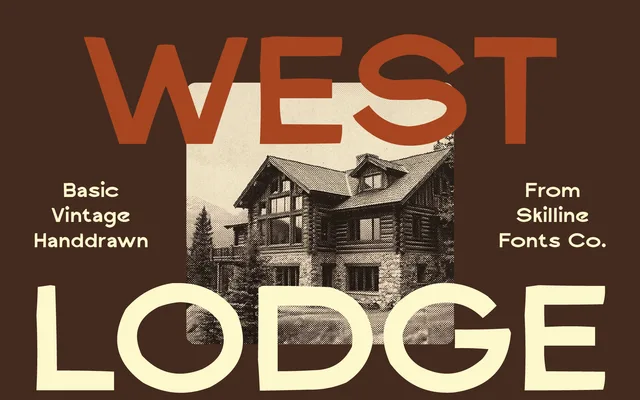 SFC West Lodge specimen from Skilline Fonts Co.