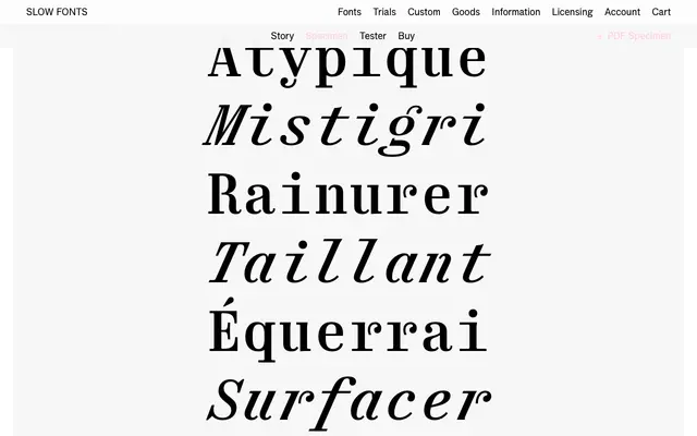 Marbra Mono specimen from Slow Fonts