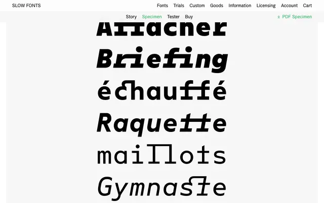 Method Mono specimen from Slow Fonts