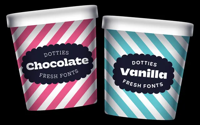 Dotties Vanilla & Chocolate specimen from Soft Type