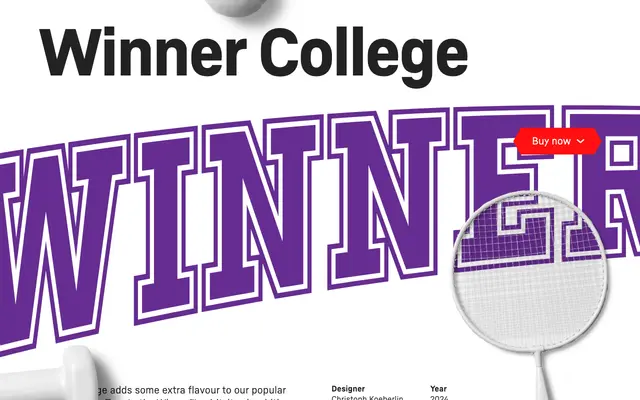 Winner College specimen from Sportsfonts