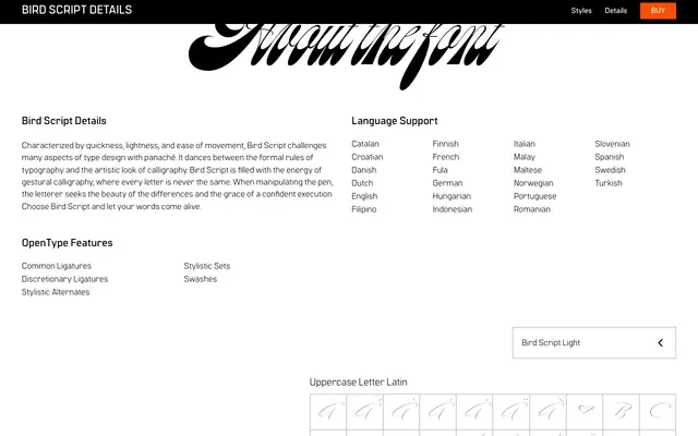 Bird Script specimen from Spoviero Type