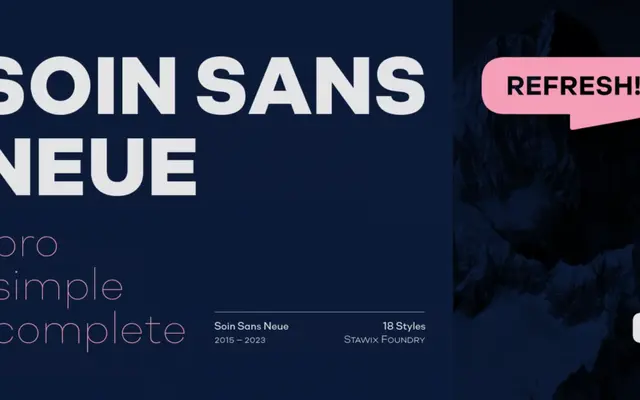 Soin Sans Neue specimen from Stawix Foundry