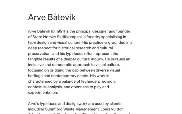 Arve Båtevik specimen from Store Norske Skriftkompani