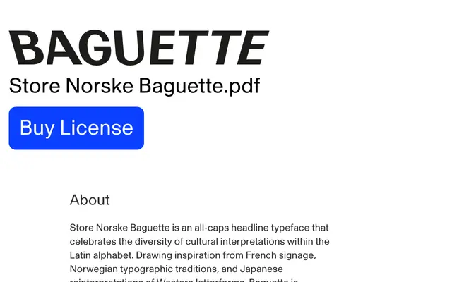 Store Norske Baguette specimen from Store Norske Skriftkompani