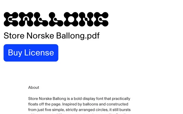 Store Norske Ballong specimen from Store Norske Skriftkompani