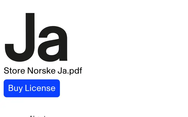 Store Norske Ja specimen from Store Norske Skriftkompani