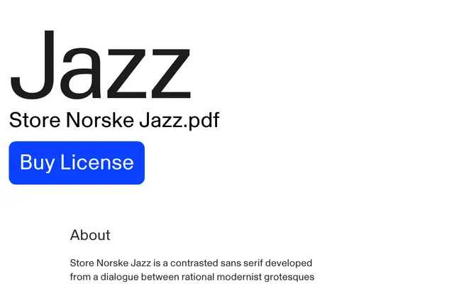 Store Norske Jazz specimen from Store Norske Skriftkompani