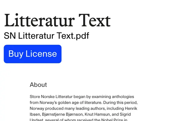 Store Norske Litteratur Text specimen from Store Norske Skriftkompani