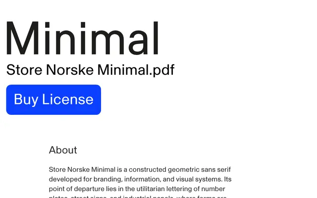 Store Norske Minimal specimen from Store Norske Skriftkompani