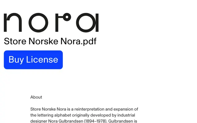 Store Norske Nora specimen from Store Norske Skriftkompani