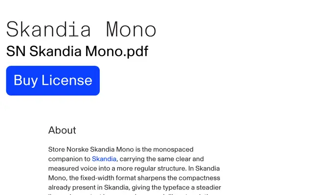 Store Norske Skandia Mono specimen from Store Norske Skriftkompani
