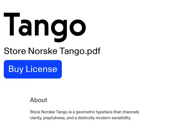 Store Norske Tango specimen from Store Norske Skriftkompani