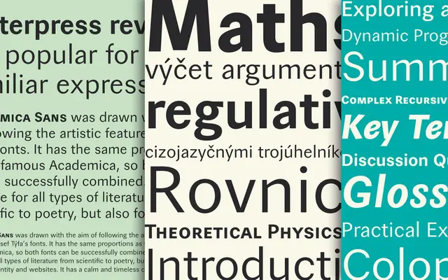Academica Sans specimen from Storm Type Foundry