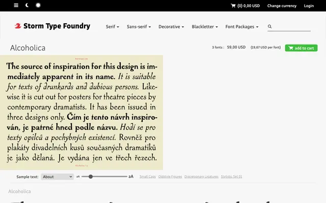 Alcoholica specimen from Storm Type Foundry