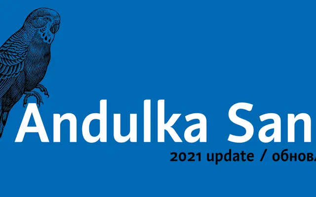 Andulka Sans specimen from Storm Type Foundry