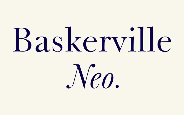 Baskerville Neo specimen from Storm Type Foundry