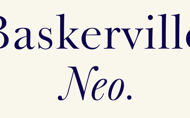 Baskerville Neo specimen from Storm Type Foundry