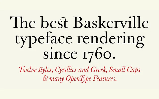 Baskerville Original specimen from Storm Type Foundry