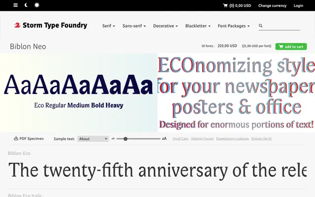 Biblon Neo specimen from Storm Type Foundry