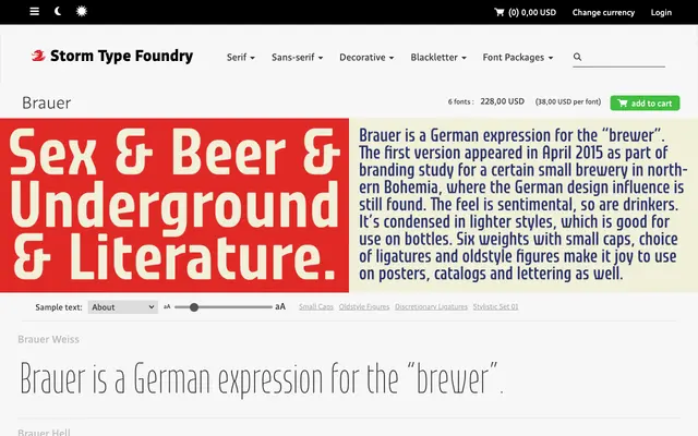 Brauer specimen from Storm Type Foundry