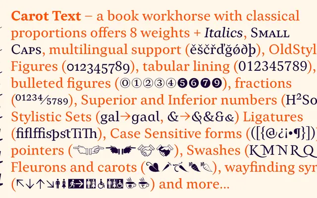 Carot Text specimen from Storm Type Foundry