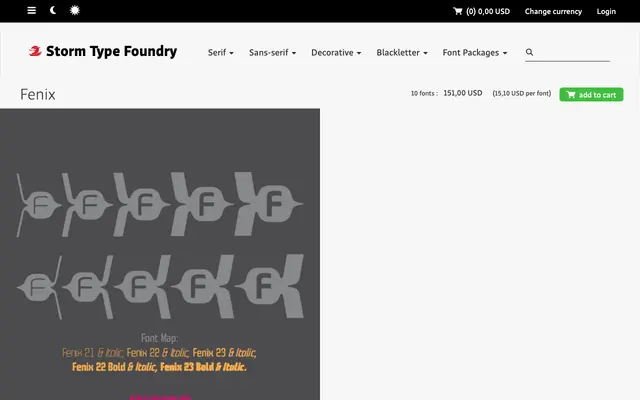 Fenix specimen from Storm Type Foundry