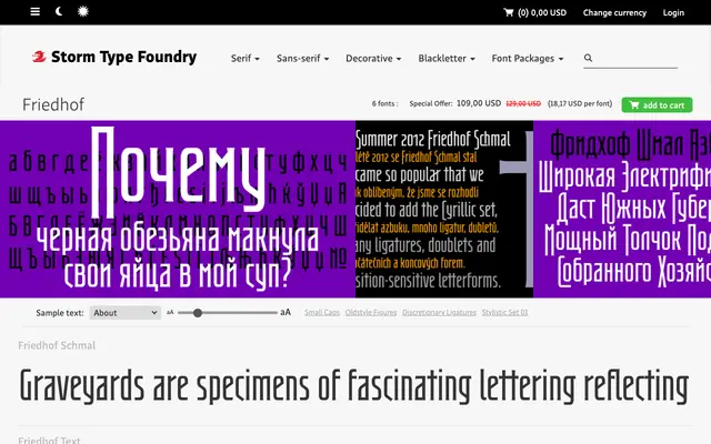 Friedhof specimen from Storm Type Foundry