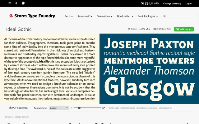 Ideal Gothic specimen from Storm Type Foundry