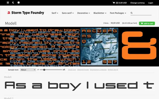 Modell specimen from Storm Type Foundry