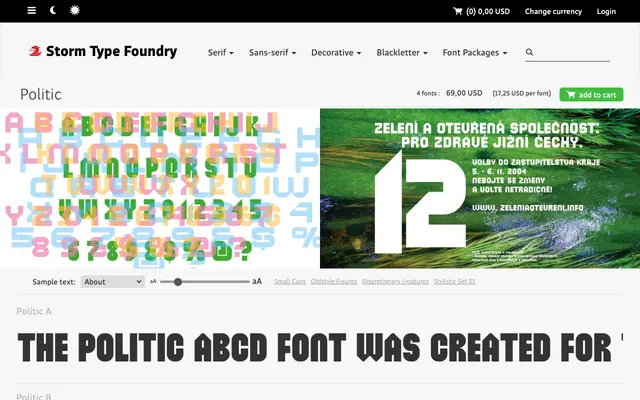 Politic specimen from Storm Type Foundry
