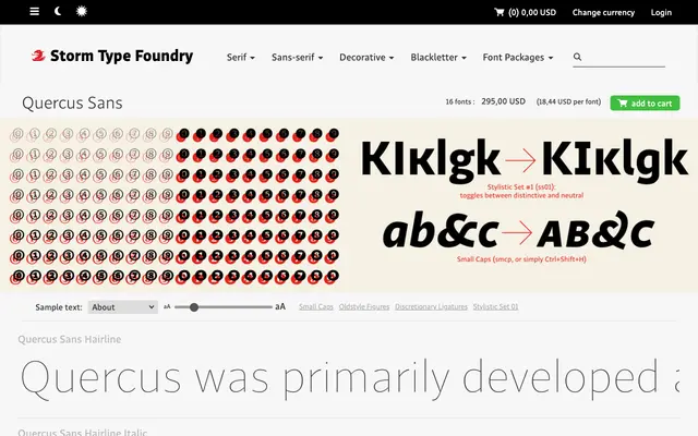 Quercus Sans specimen from Storm Type Foundry