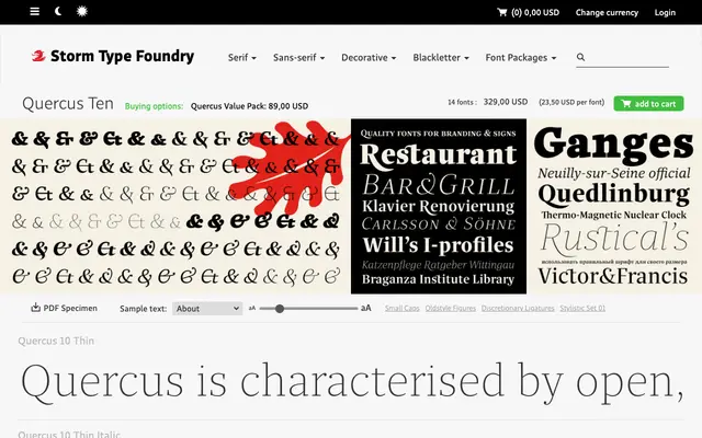 Quercus Ten specimen from Storm Type Foundry