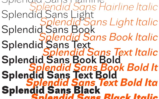 Splendid Sans specimen from Storm Type Foundry