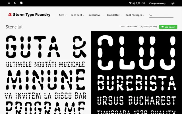 Stencilul specimen from Storm Type Foundry
