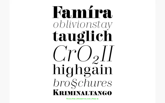 Trivia Serif specimen from Storm Type Foundry